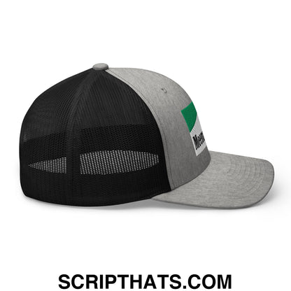 Meemaw Tried Cigarette Menthol Green Embroidered Mesh Trucker Hat Heather Black