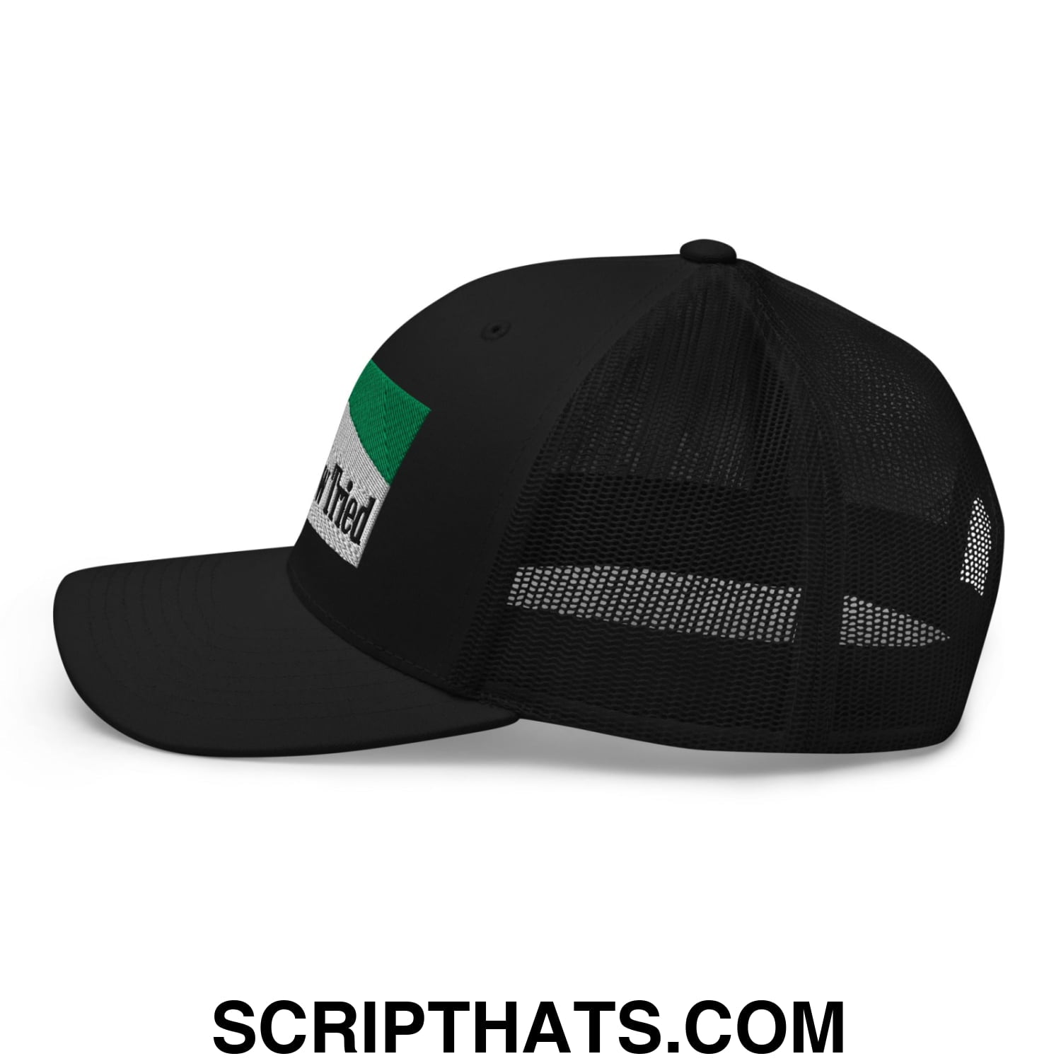 Meemaw Tried Cigarette Menthol Green Embroidered Mesh Trucker Hat Black