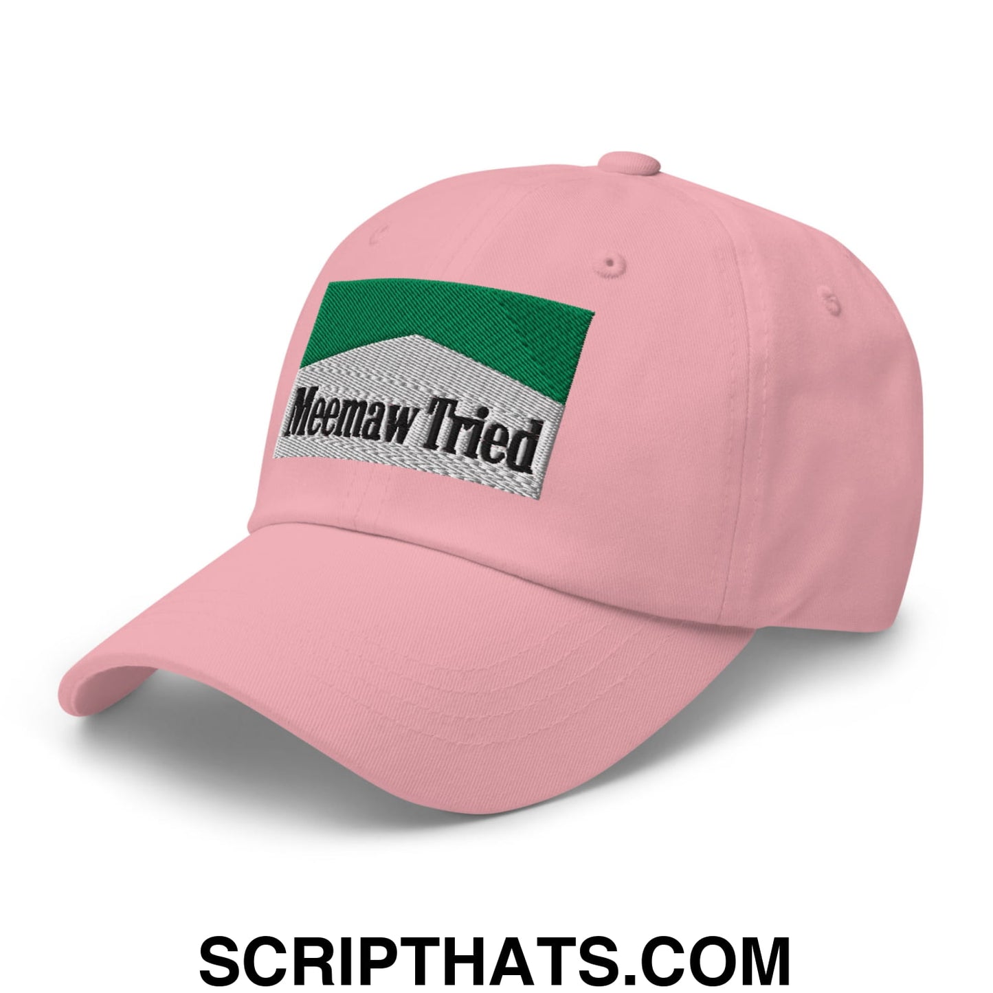 Meemaw Tried Cigarette Menthol Green Embroidered Unstructured Dad Hat Pink