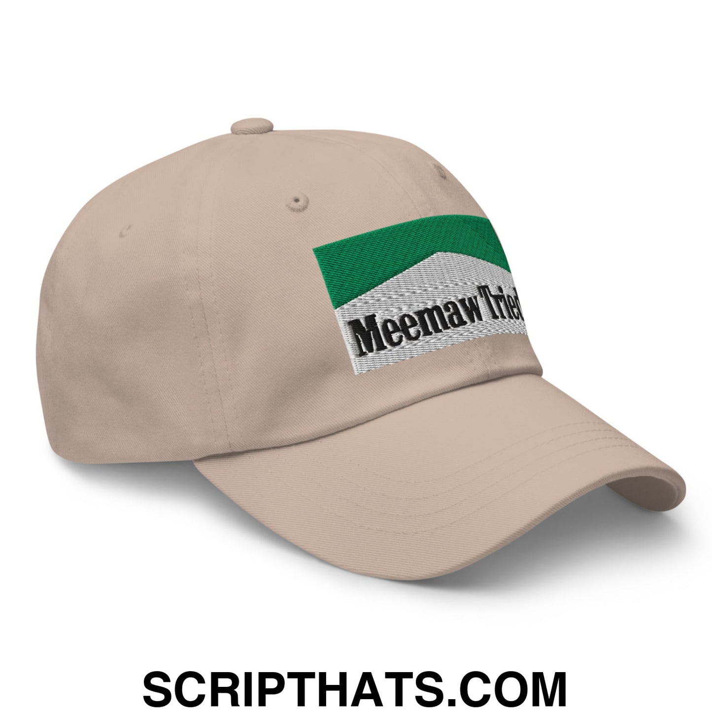 Meemaw Tried Cigarette Menthol Green Embroidered Unstructured Dad Hat Stone