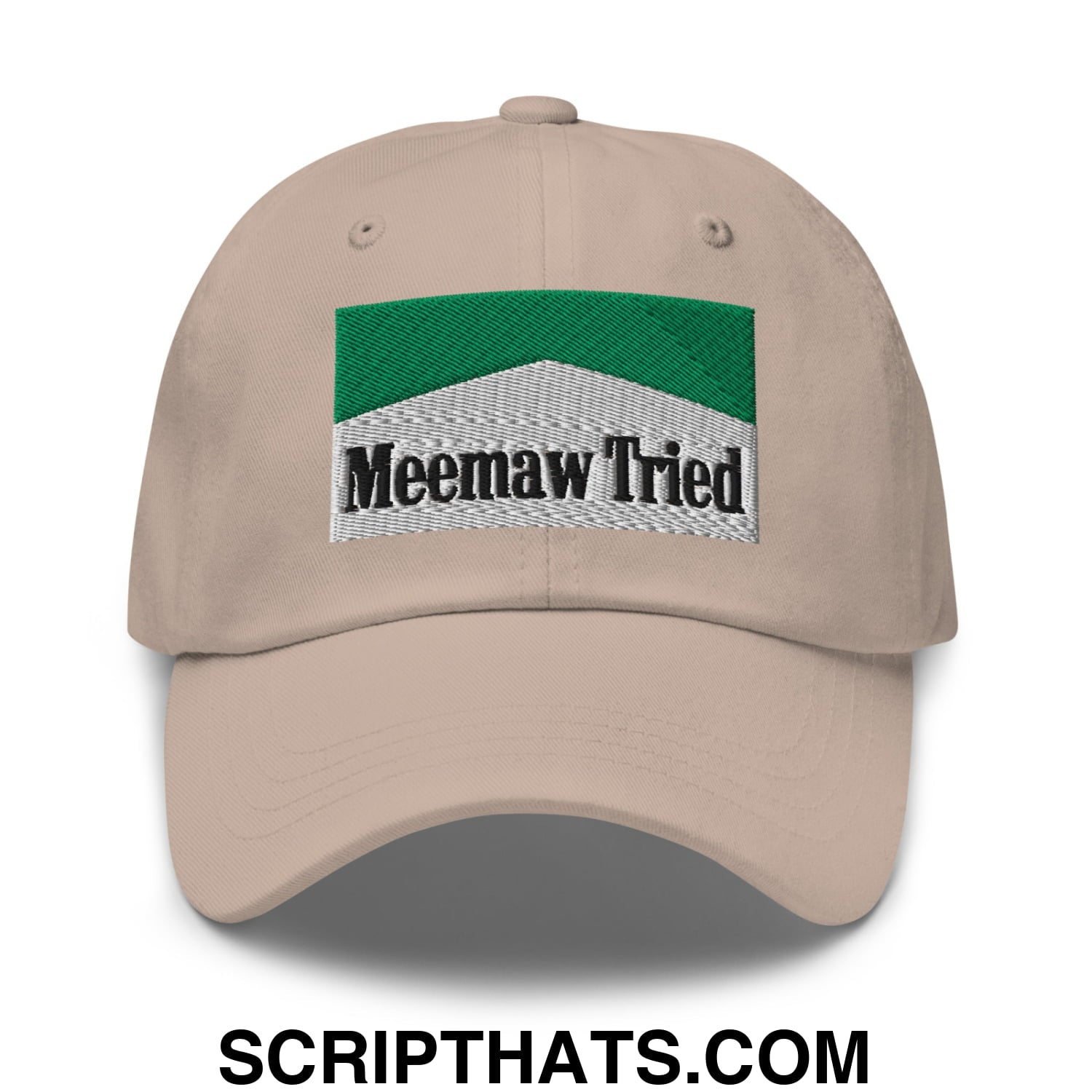 Meemaw Tried Cigarette Menthol Green Embroidered Unstructured Dad Hat Stone