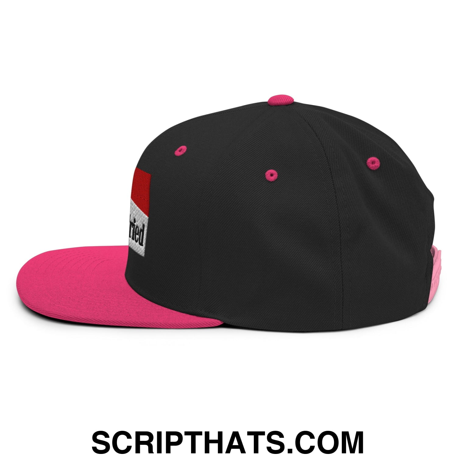 Meemaw Tried Cigarette Red Embroidered Flat Bill Brim Snapback Hat Black Neon Pink