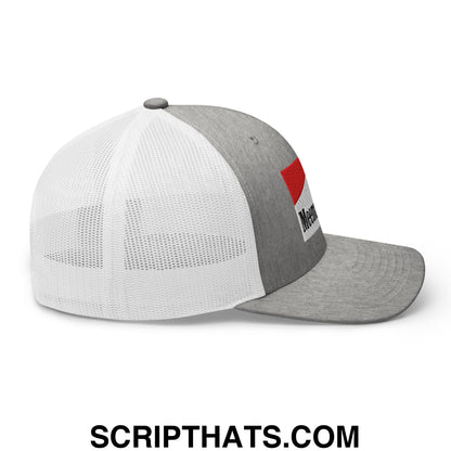 Meemaw Tried Cigarette Red Embroidered Mesh Trucker Hat Heather Grey White