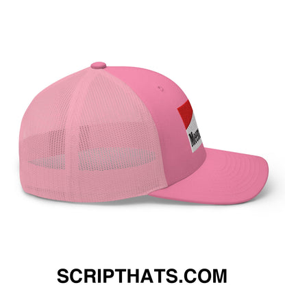 Meemaw Tried Cigarette Red Embroidered Mesh Trucker Hat Pink