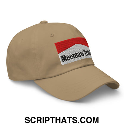 Meemaw Tried Cigarette Red Embroidered Unstructured Dad Hat Khaki
