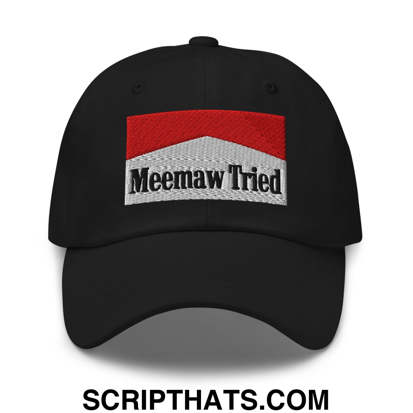 Meemaw Tried Cigarette Red Embroidered Unstructured Dad Hat Black