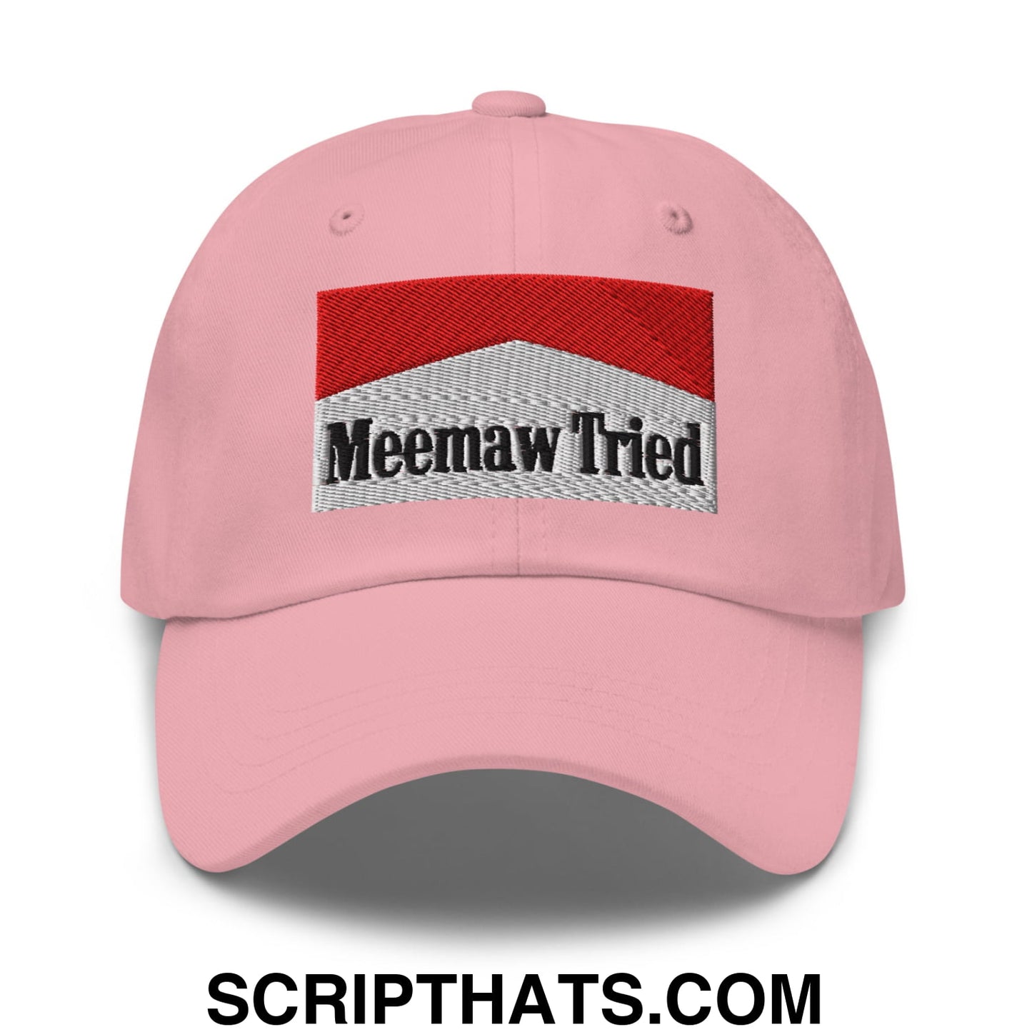 Meemaw Tried Cigarette Red Embroidered Unstructured Dad Hat Pink