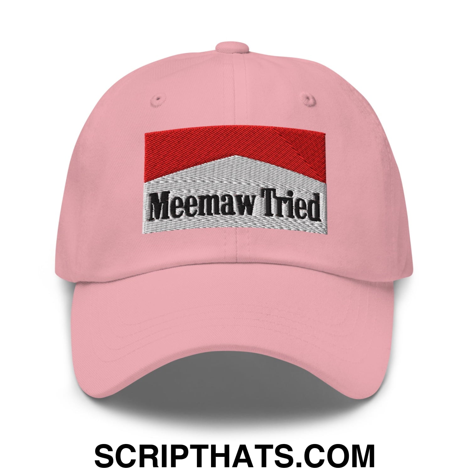 Meemaw Tried Cigarette Red Embroidered Unstructured Dad Hat Pink