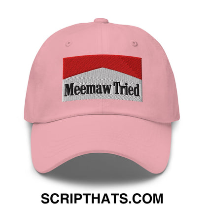 Meemaw Tried Cigarette Red Embroidered Unstructured Dad Hat Pink