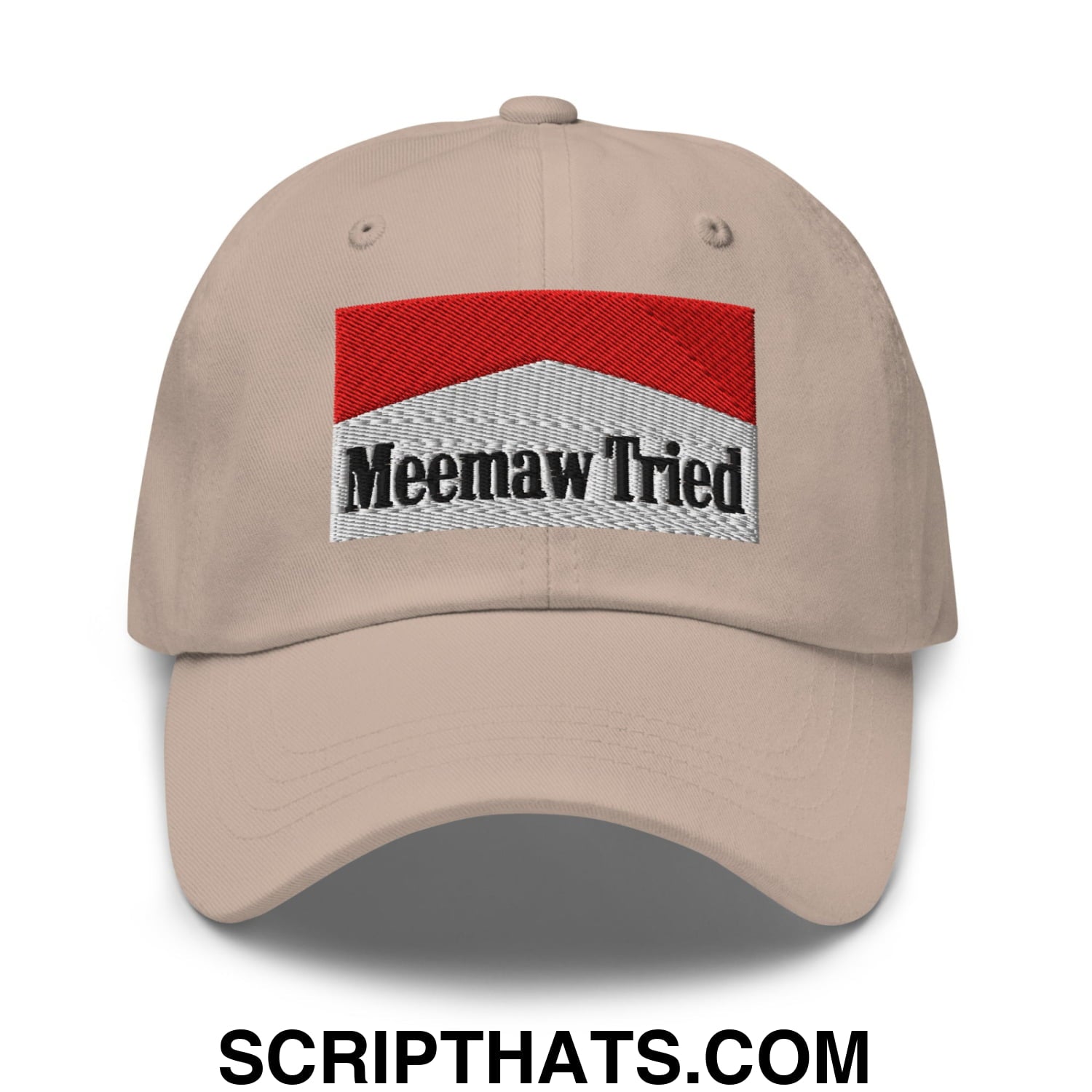 Meemaw Tried Cigarette Red Embroidered Unstructured Dad Hat Stone