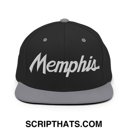 Memphis Script Snapback Hat Black Silver