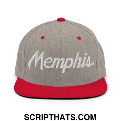Memphis Script Snapback Hat Heather Grey Red