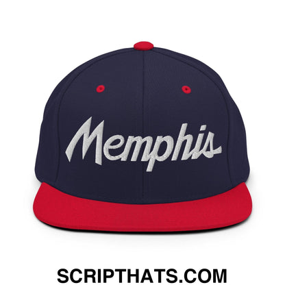 Memphis Script Snapback Hat Navy Red