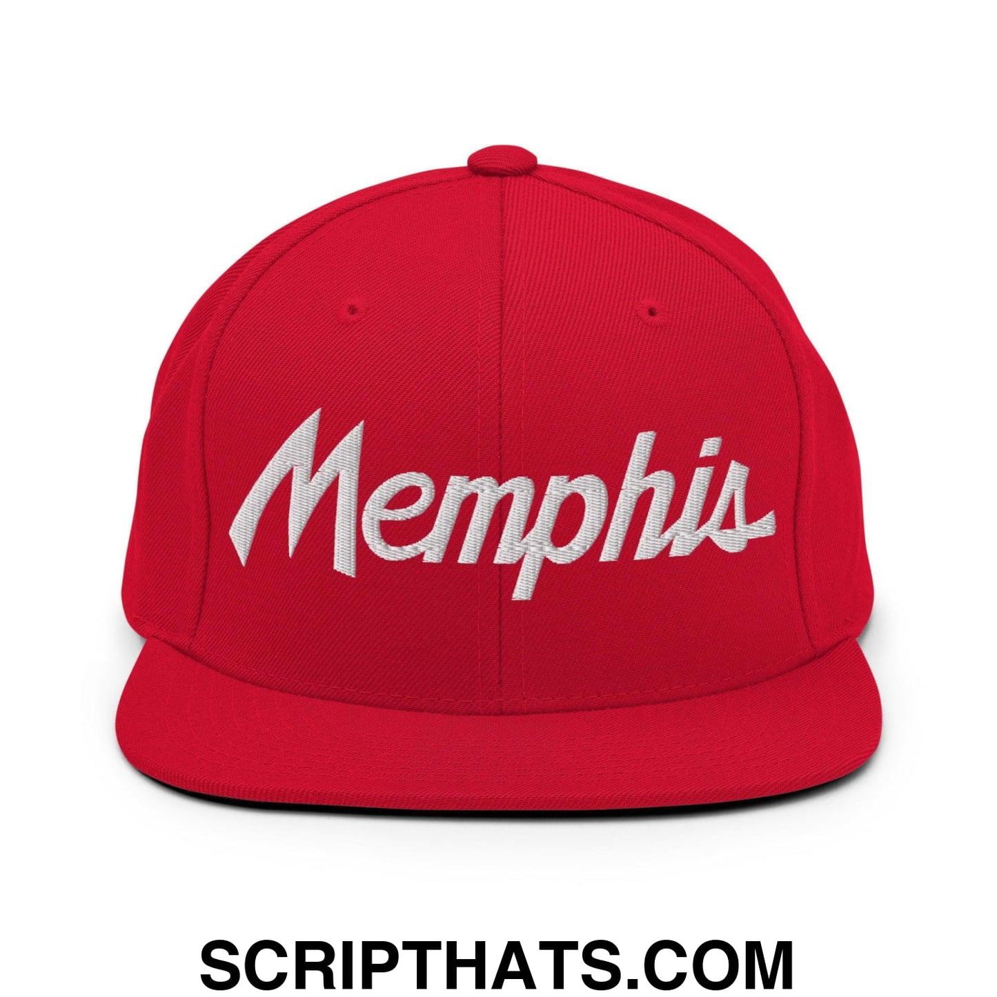 Memphis Script Snapback Hat Red