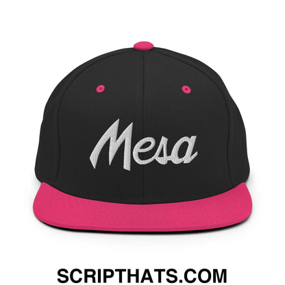 Mesa Script Snapback Hat Black Neon Pink