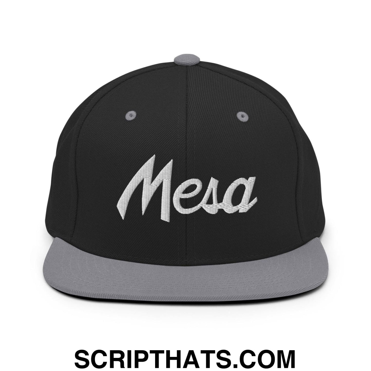 Mesa Script Snapback Hat Black Silver