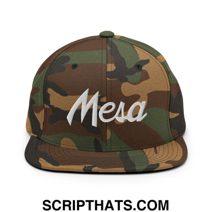Mesa Script Snapback Hat Green Camo