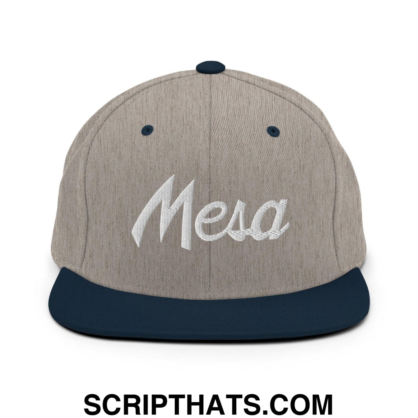 Mesa Script Snapback Hat Heather Grey Navy