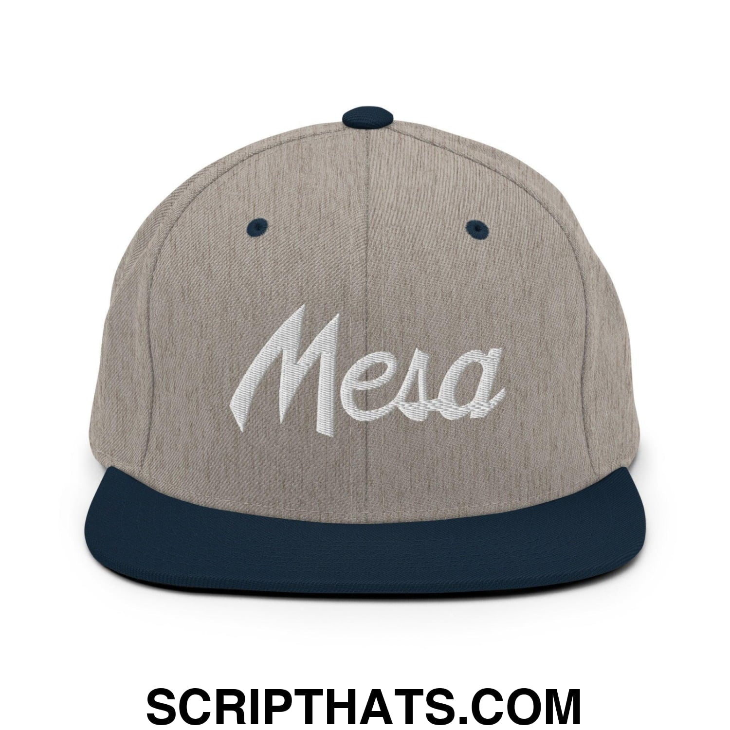 Mesa Script Snapback Hat Heather Grey Navy