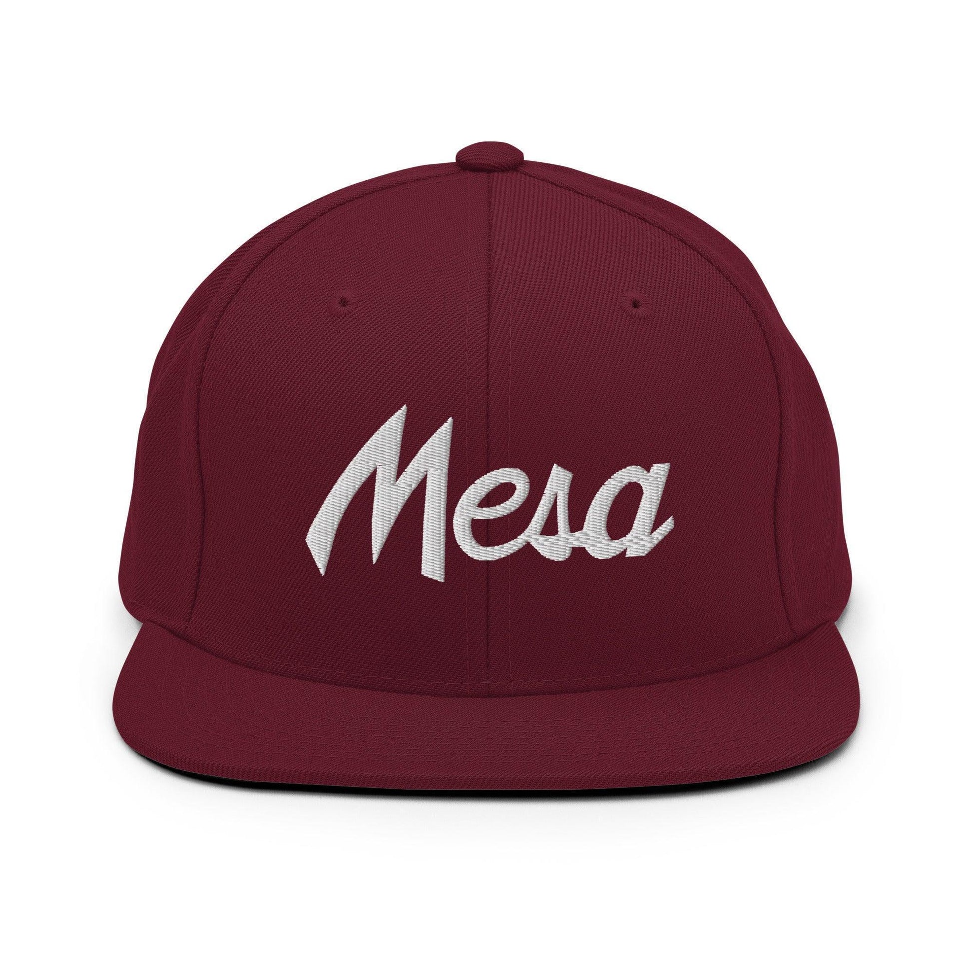 Mesa Script Snapback Hat Maroon