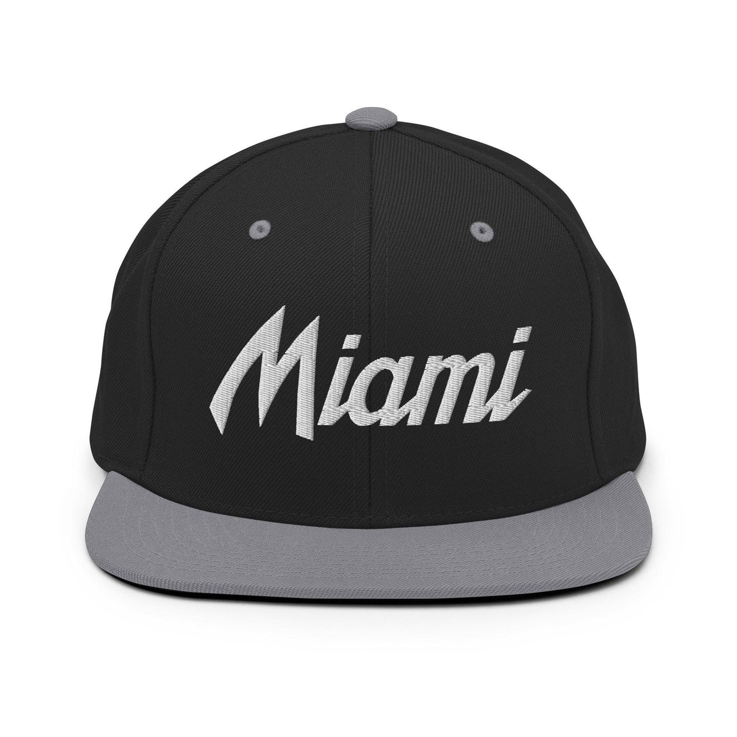 Miami Script Snapback Hat Black/ Silver