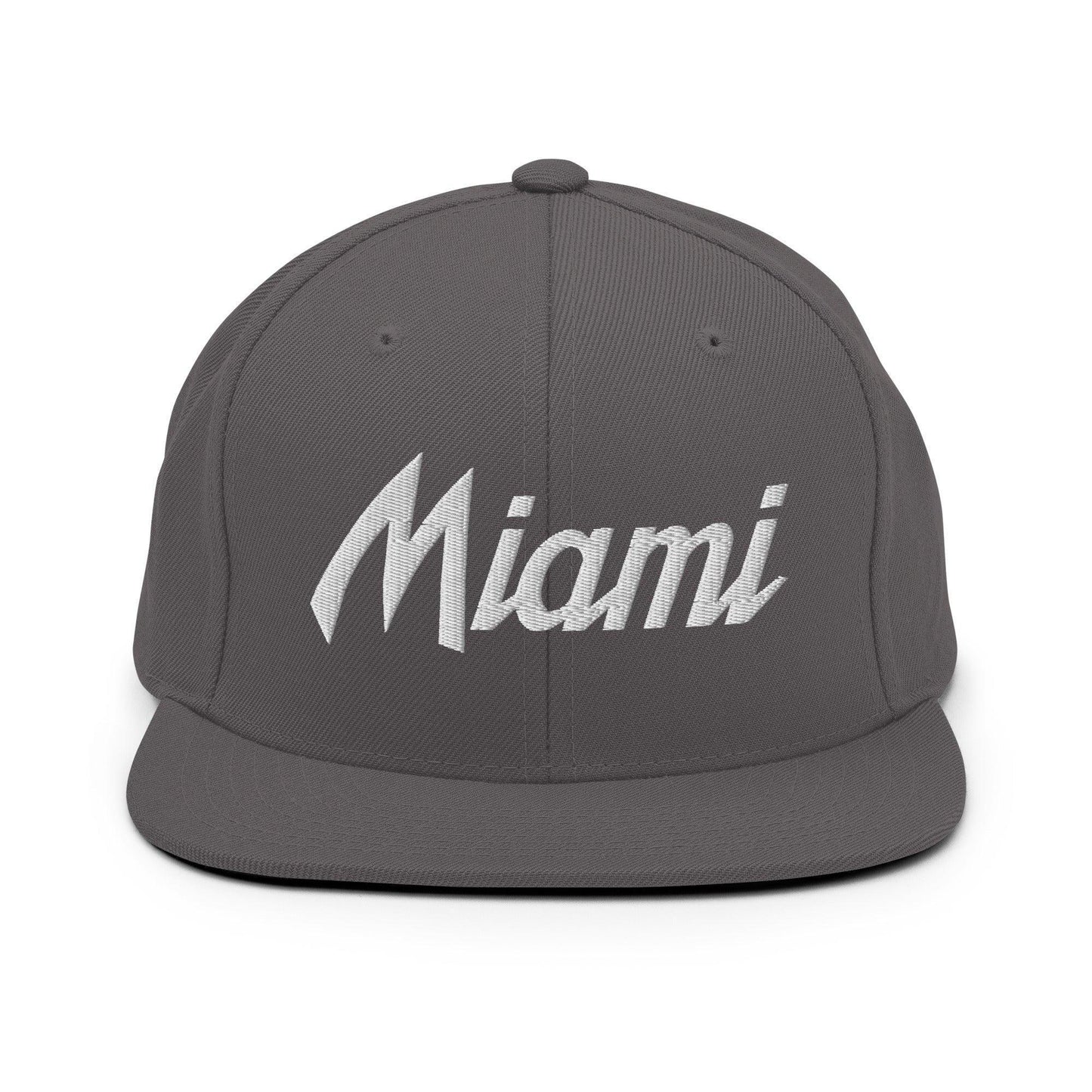 Miami Script Snapback Hat Dark Grey