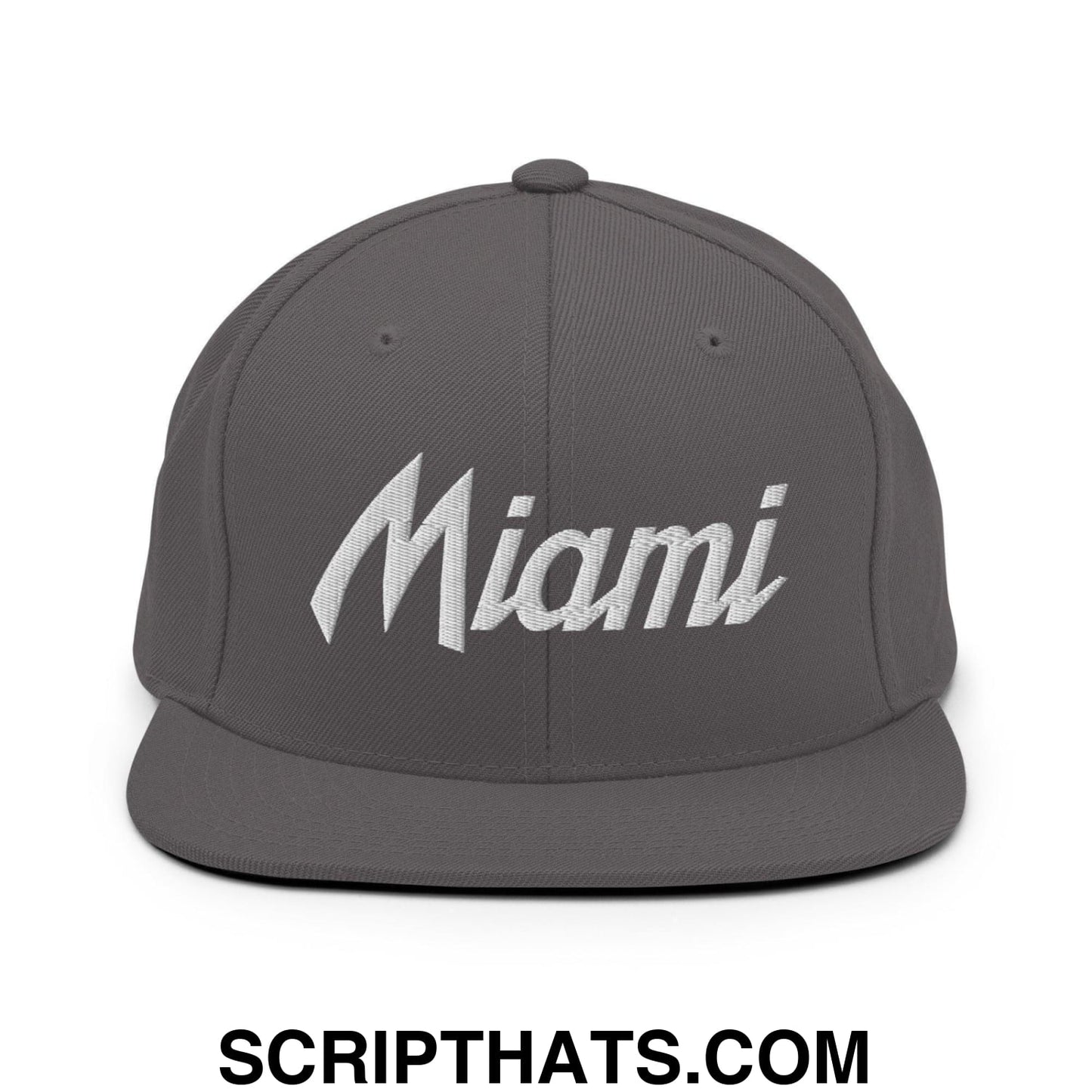 Miami Script Snapback Hat Dark Grey