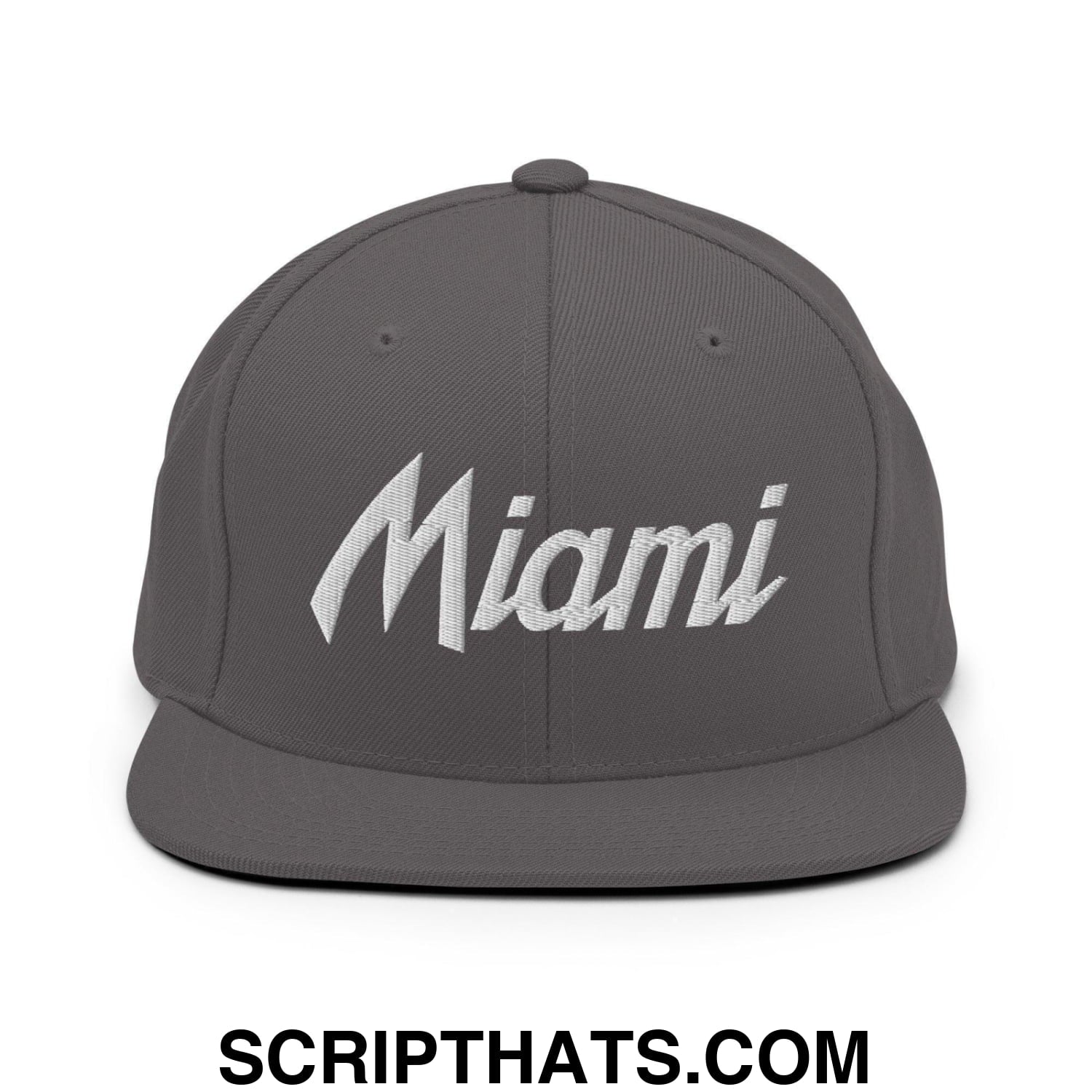 Miami Script Snapback Hat Dark Grey