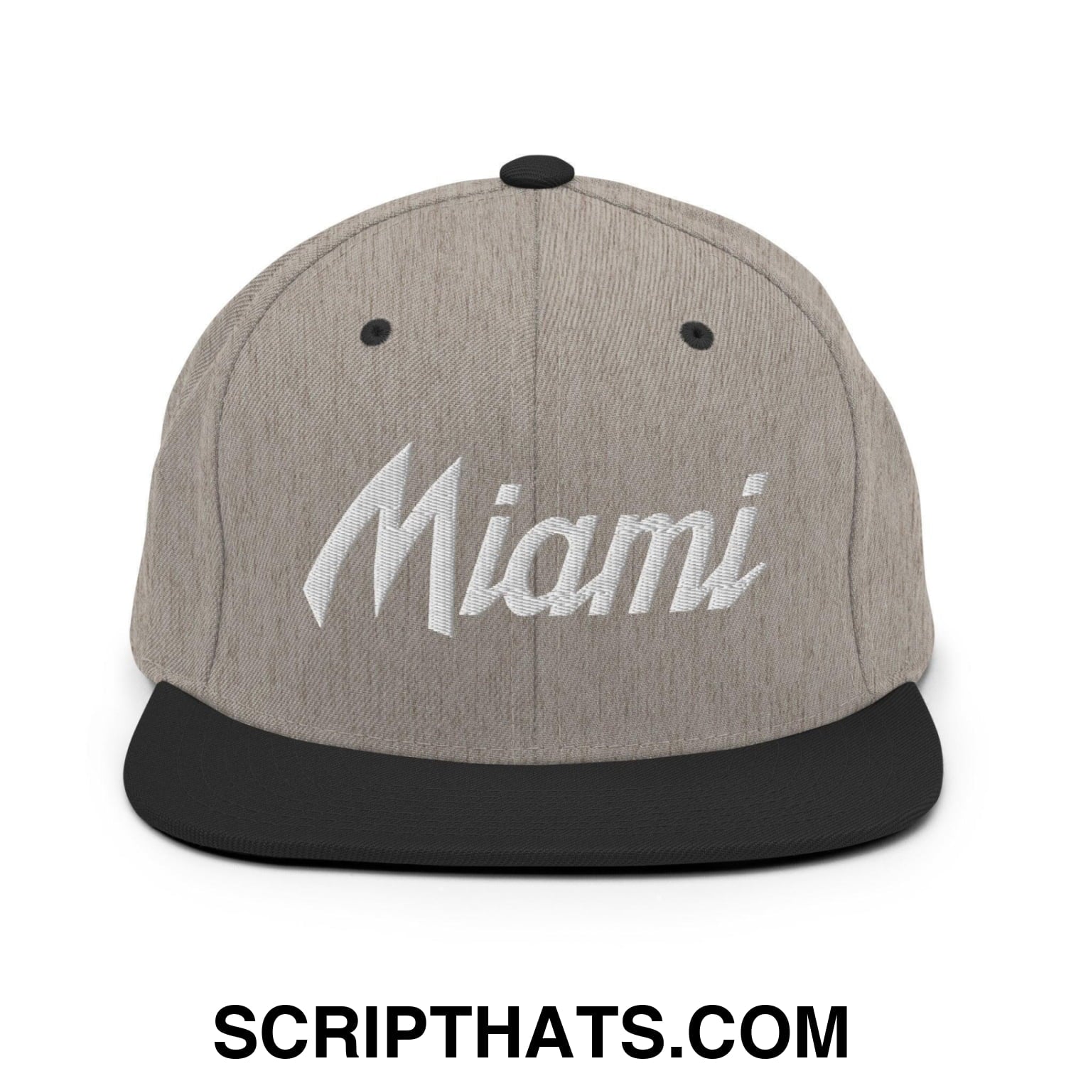 Miami Script Snapback Hat Heather Black