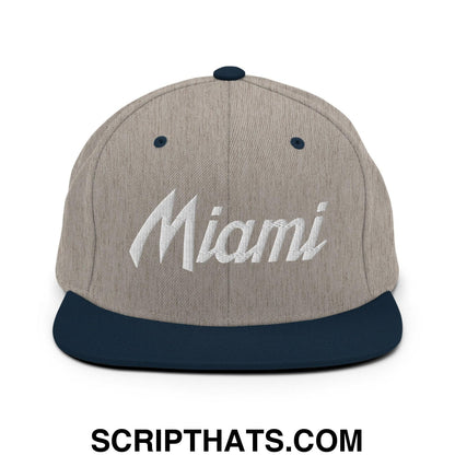 Miami Script Snapback Hat Heather Grey Navy