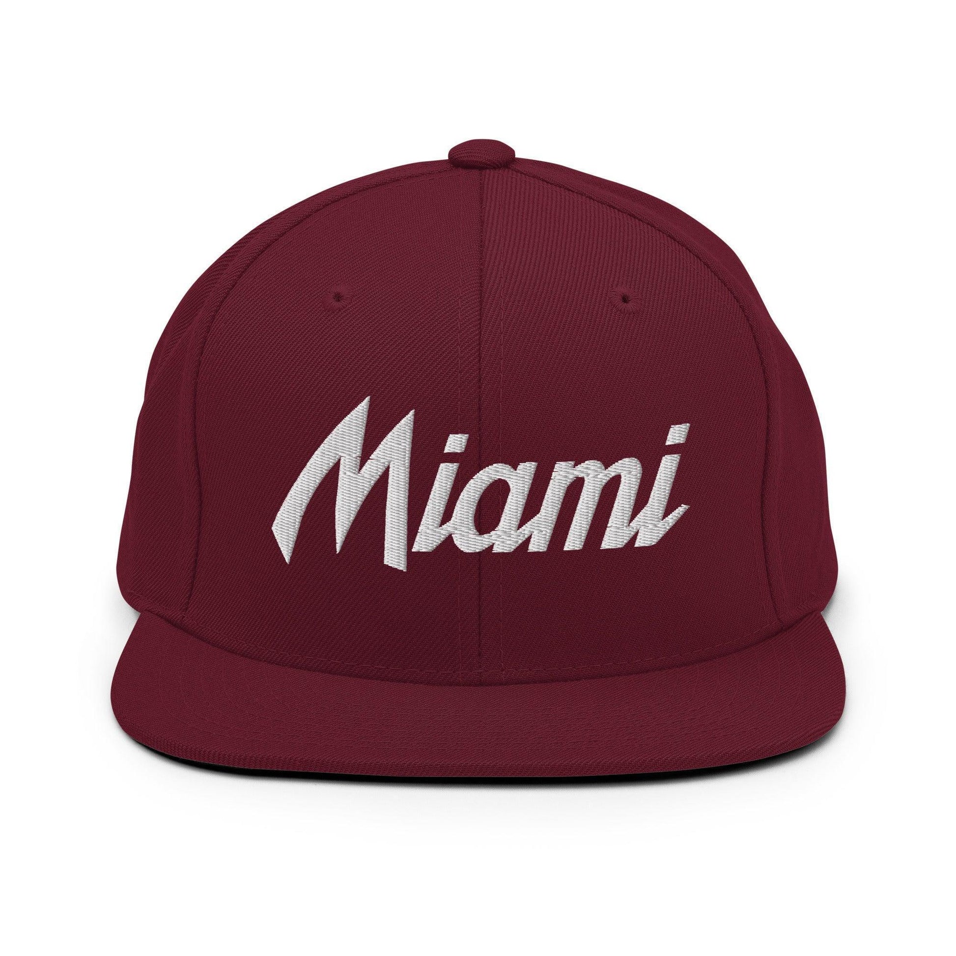Miami Script Snapback Hat Maroon
