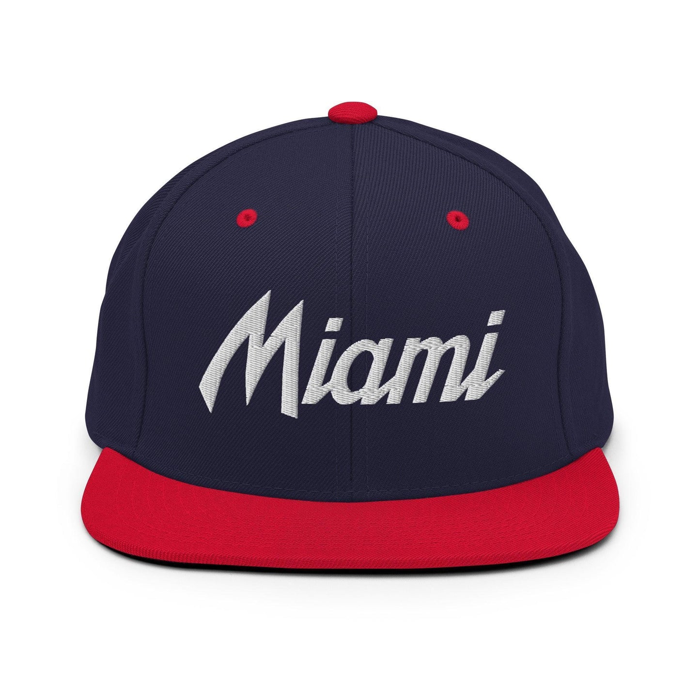 Miami Script Snapback Hat Navy/ Red