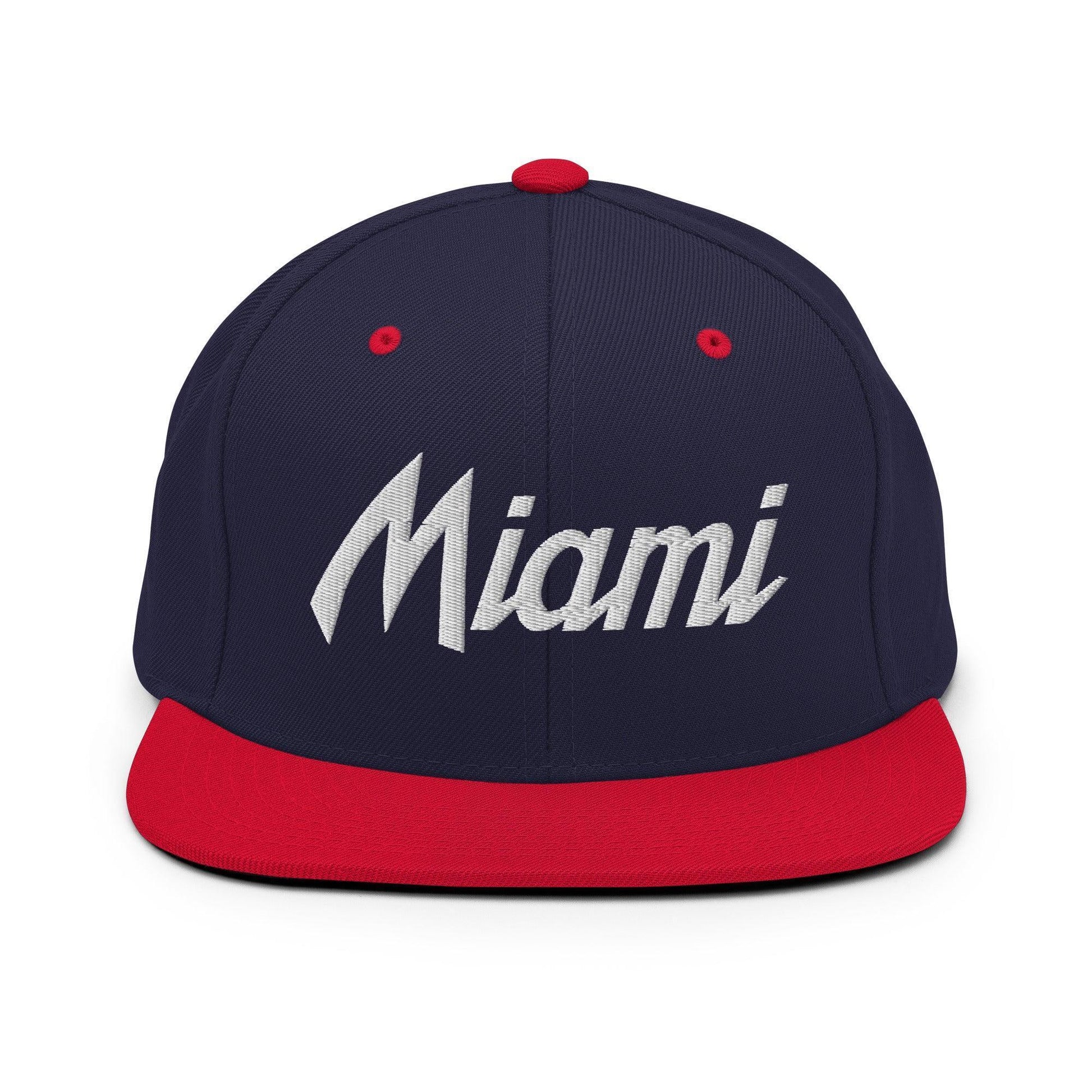 Miami Script Snapback Hat Navy/ Red