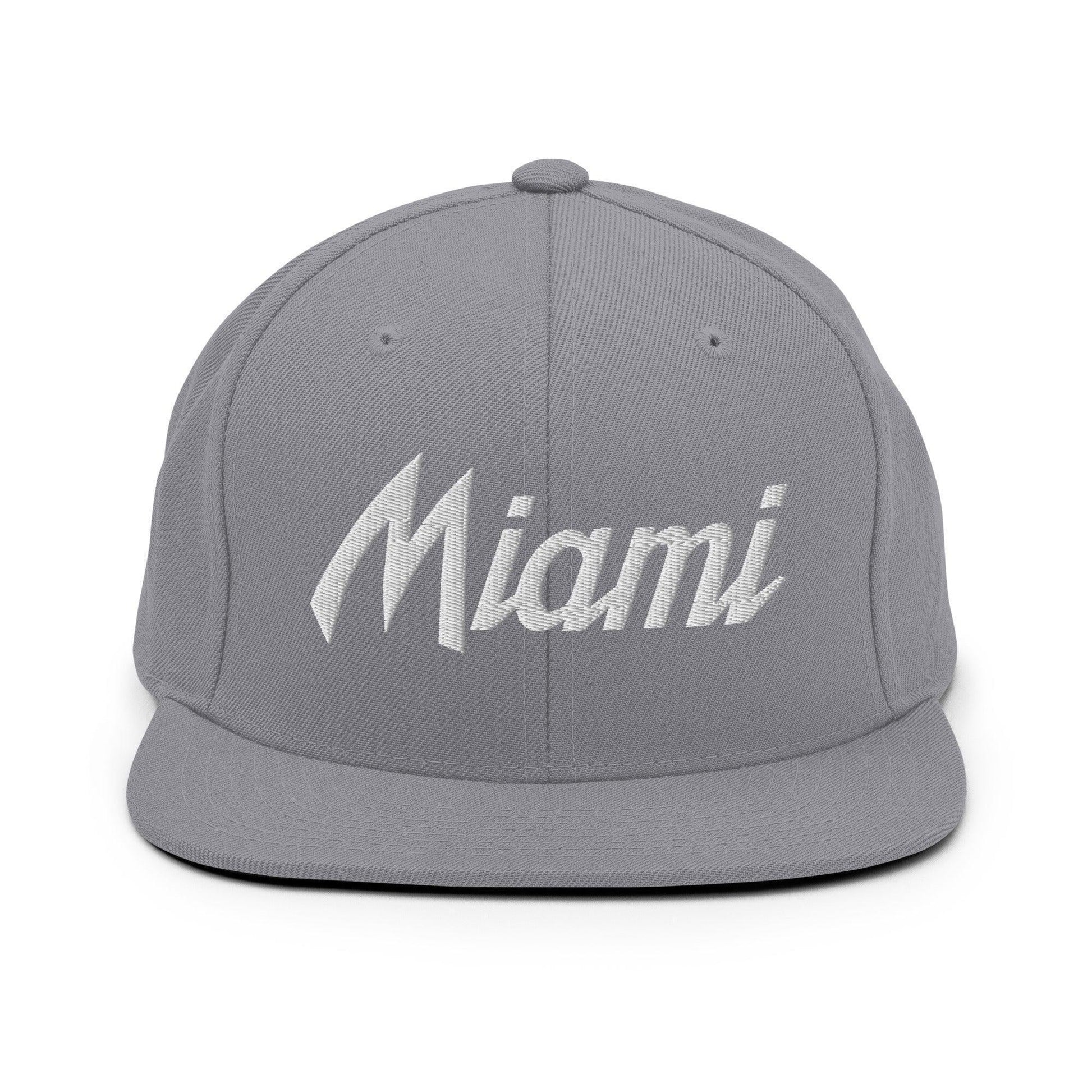 Miami Script Snapback Hat Silver