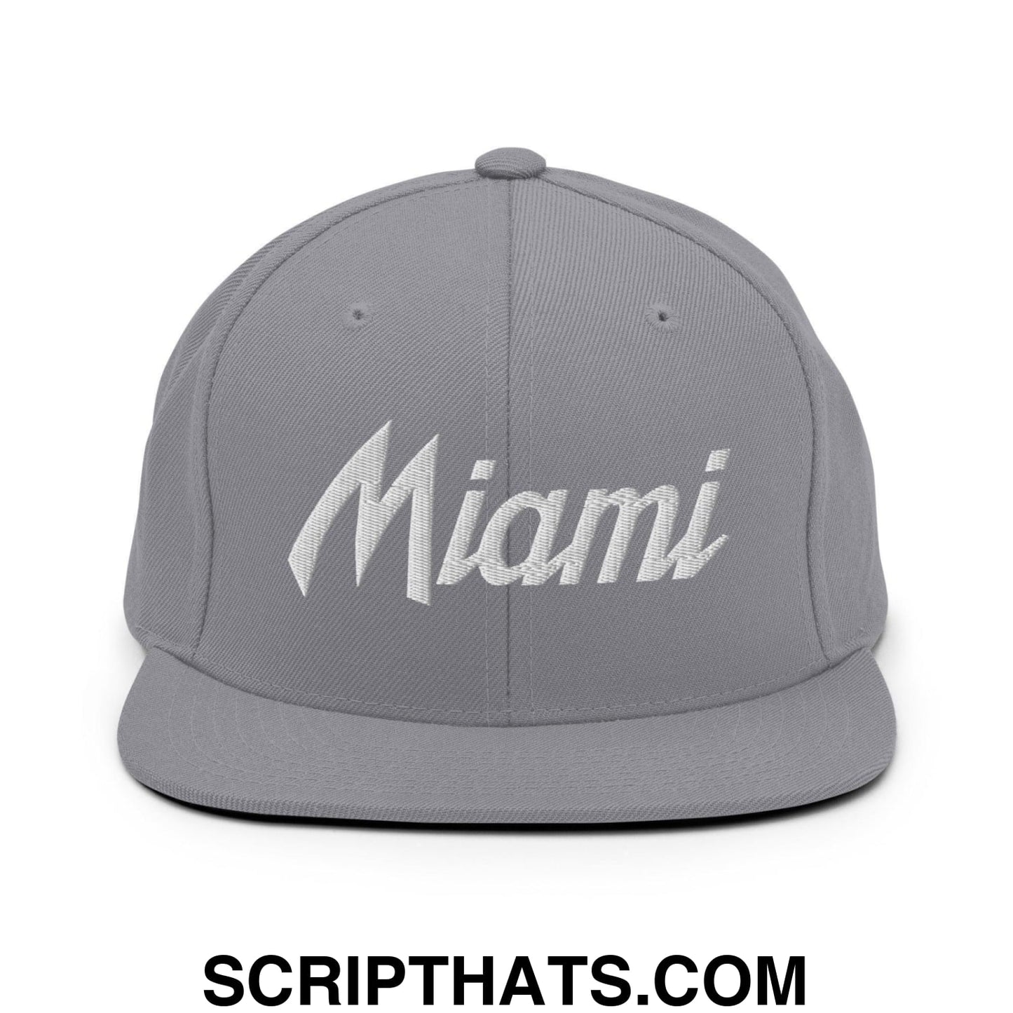 Miami Script Snapback Hat Silver
