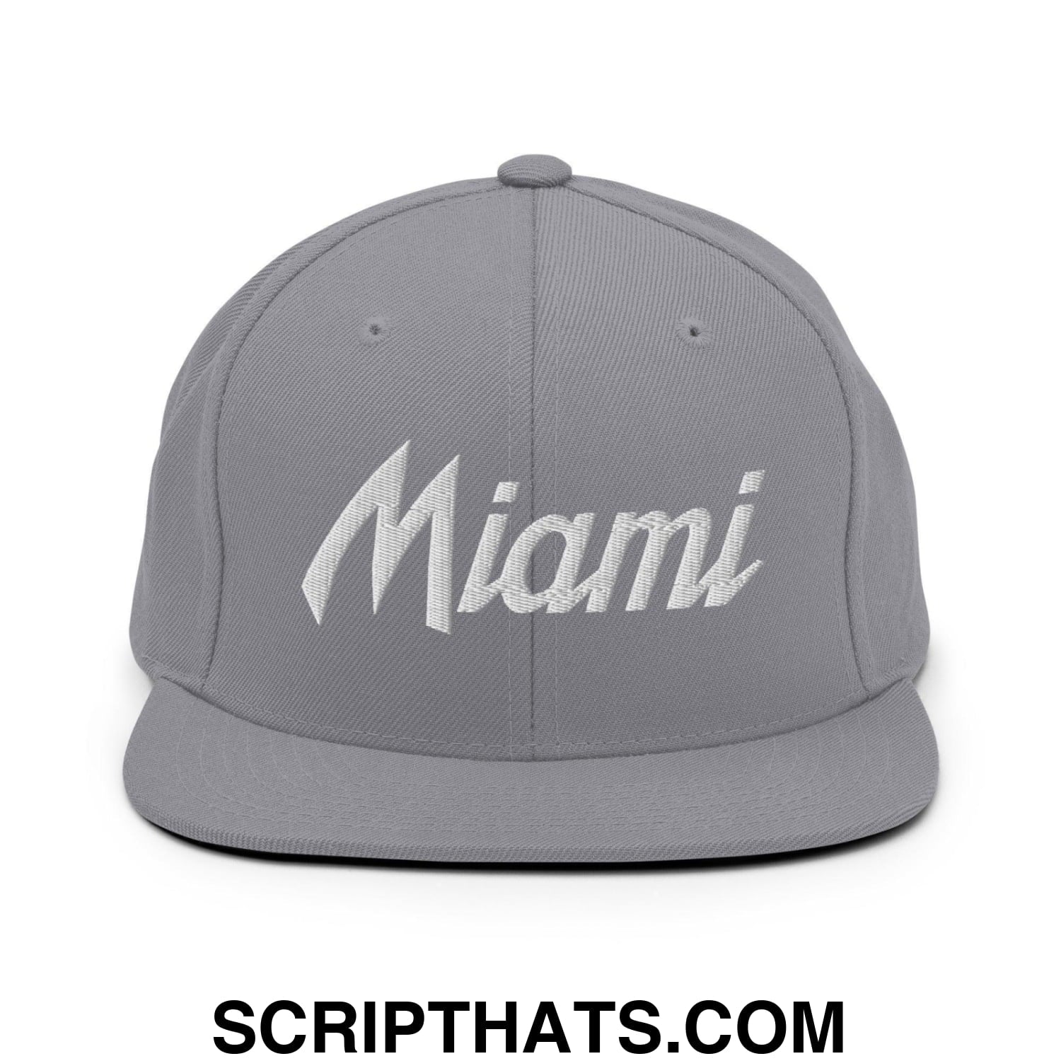 Miami Script Snapback Hat Silver