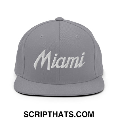 Miami Script Snapback Hat Silver