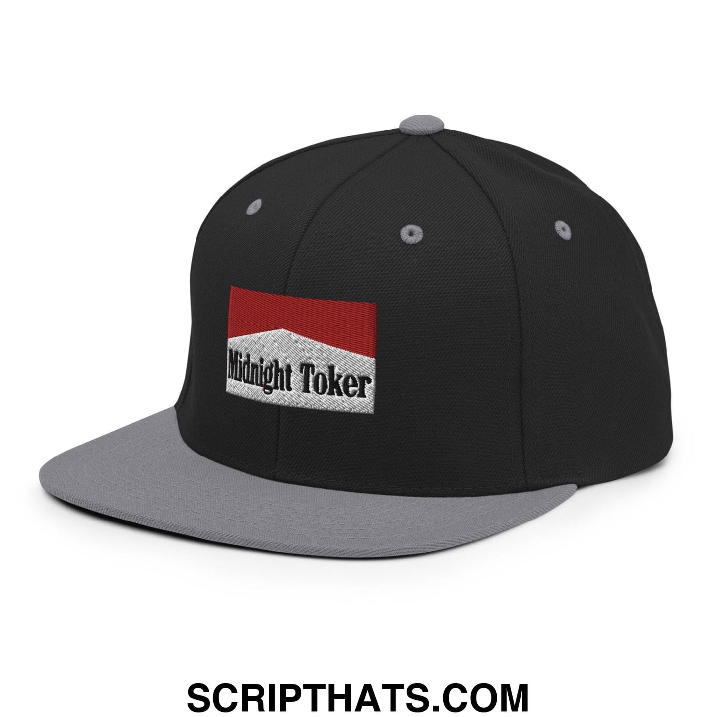 Midnight Toker Bill Brim Snapback Hat Black Silver