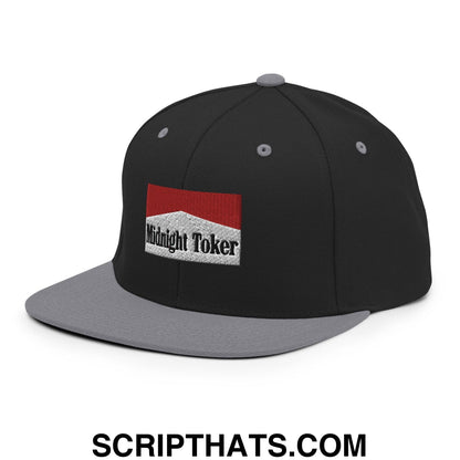 Midnight Toker Bill Brim Snapback Hat Black Silver