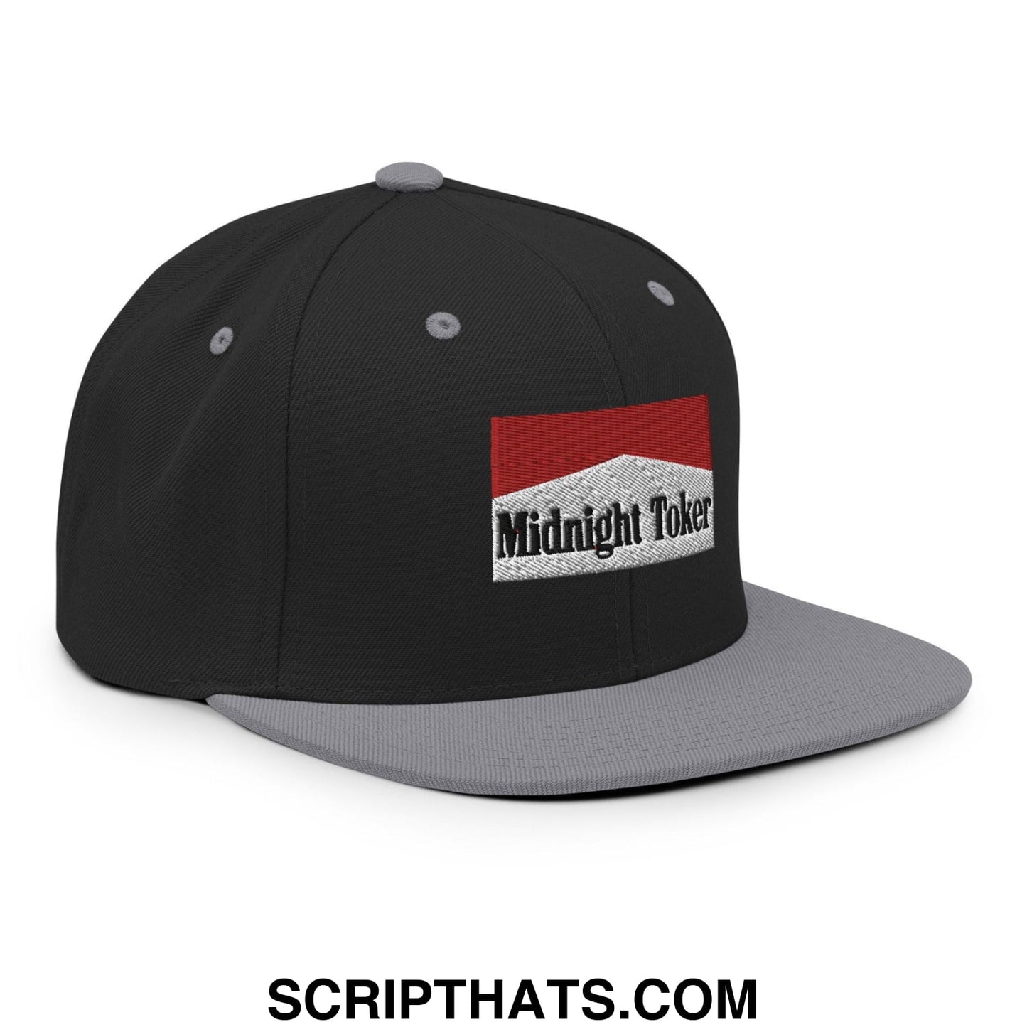 Midnight Toker Bill Brim Snapback Hat Black Silver