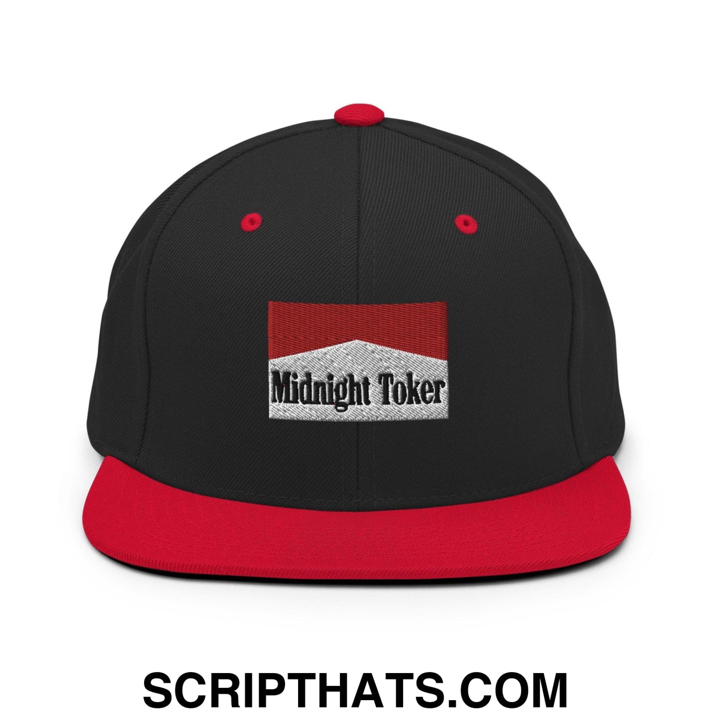 Midnight Toker Bill Brim Snapback Hat Black Red
