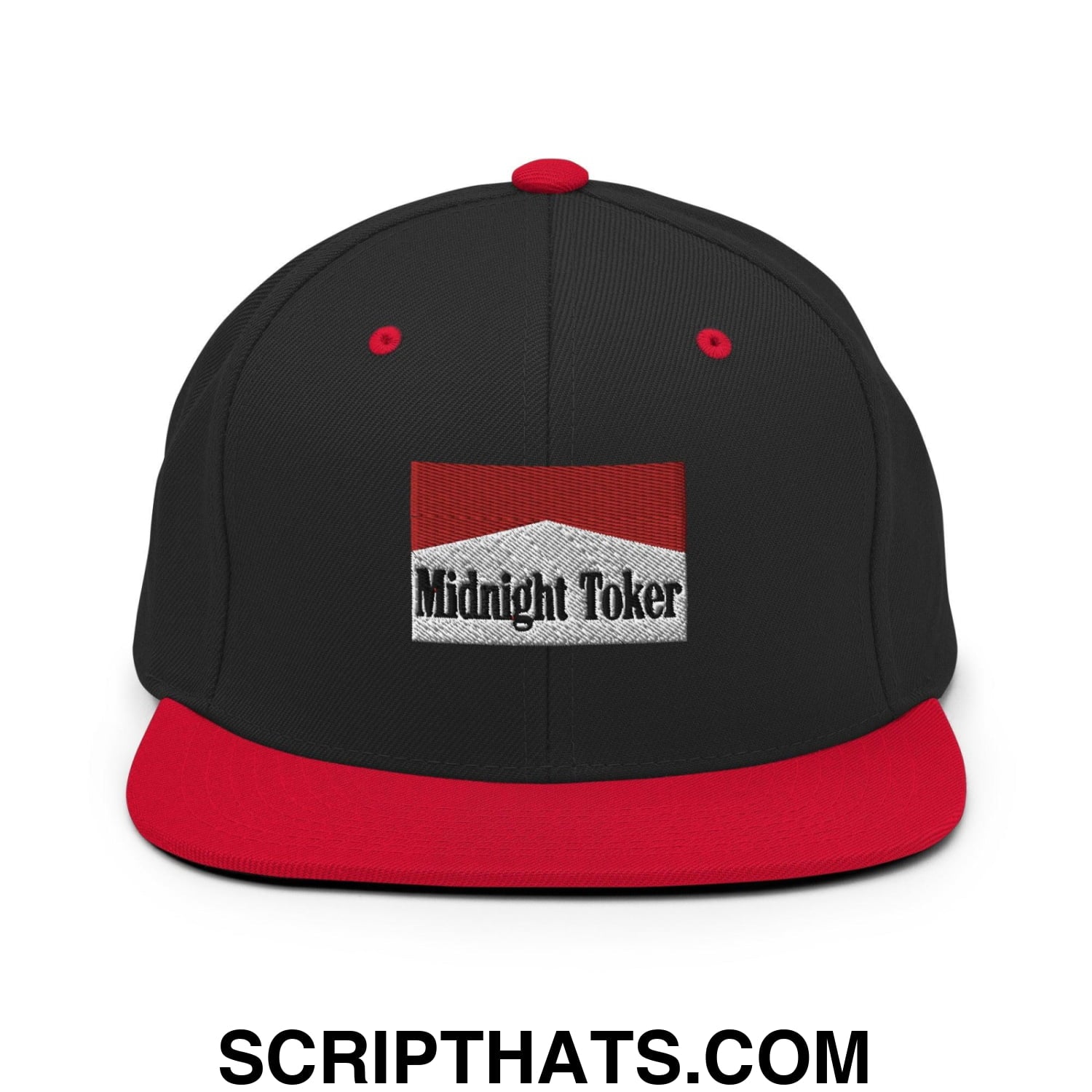 Midnight Toker Bill Brim Snapback Hat Black Red