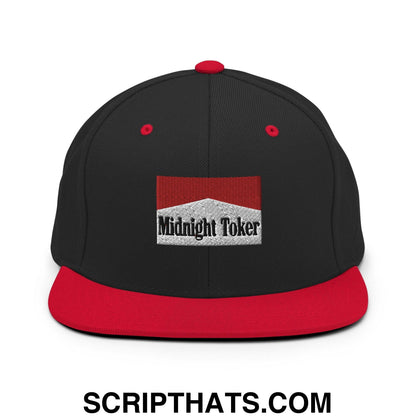 Midnight Toker Bill Brim Snapback Hat Black Red