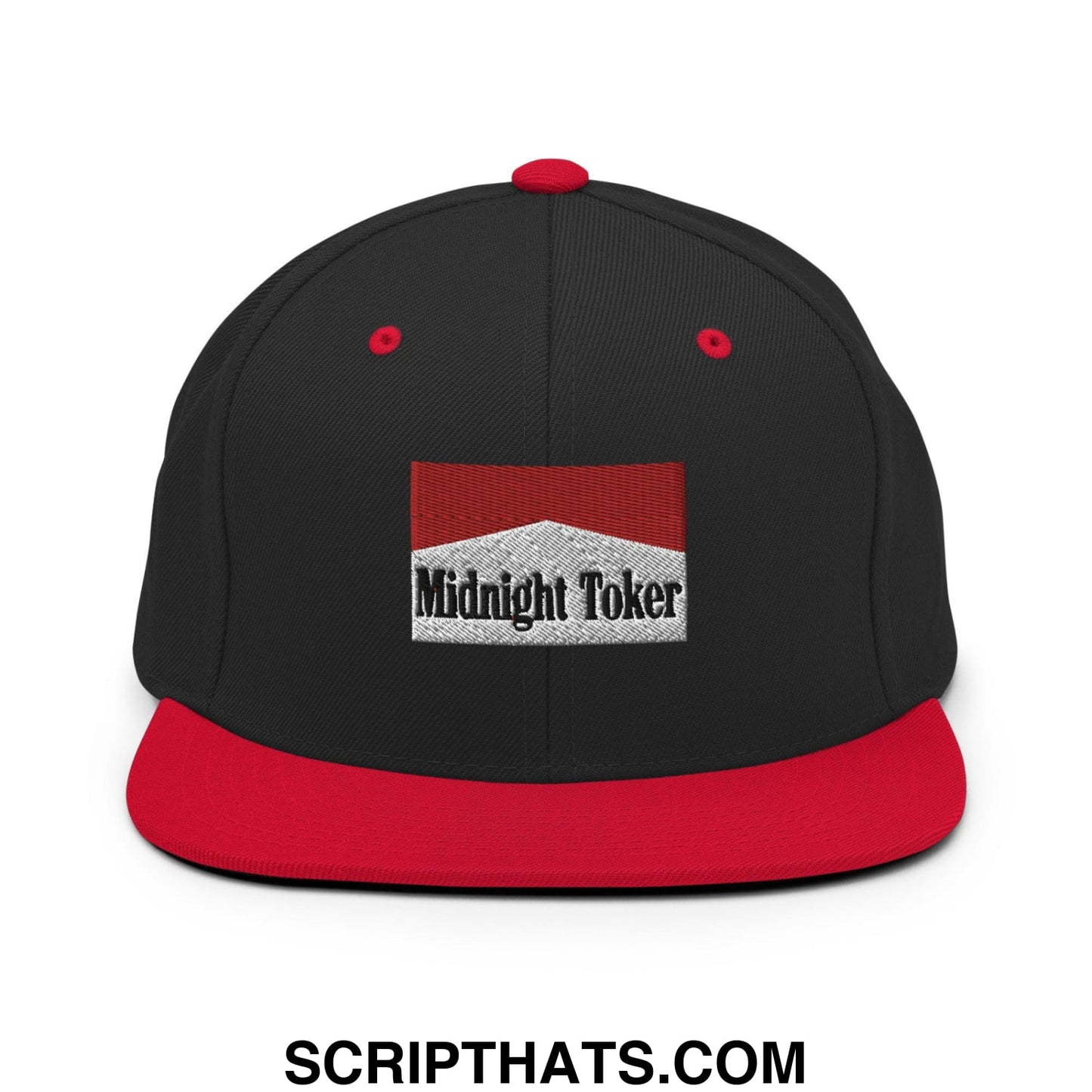 Midnight Toker Bill Brim Snapback Hat Black Red