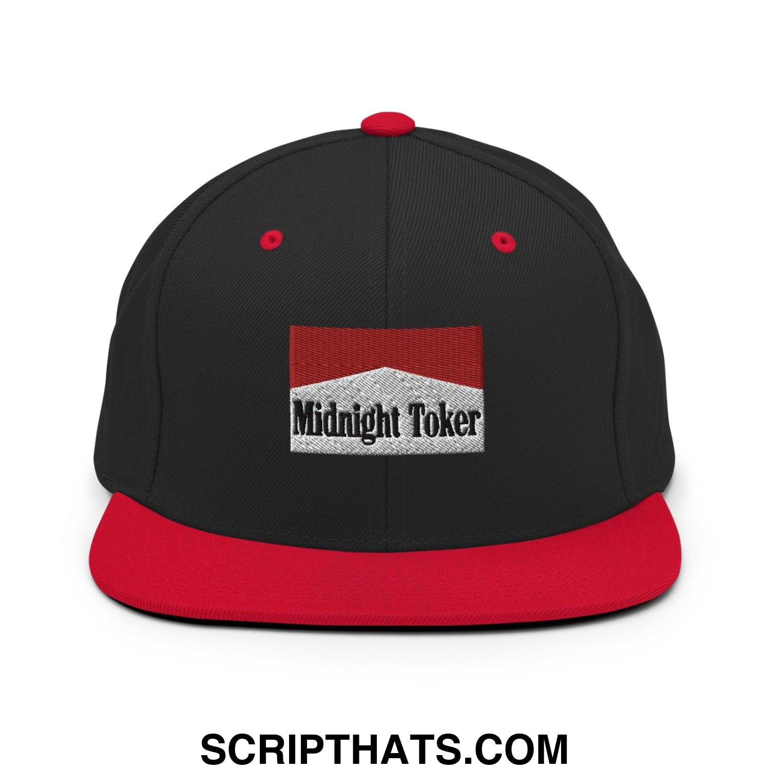 Midnight Toker Bill Brim Snapback Hat Black Red