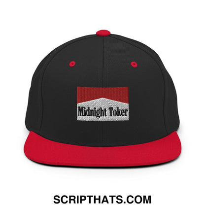 Midnight Toker Bill Brim Snapback Hat Black Red
