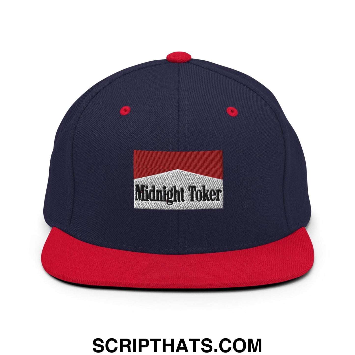 Midnight Toker Bill Brim Snapback Hat Navy Red