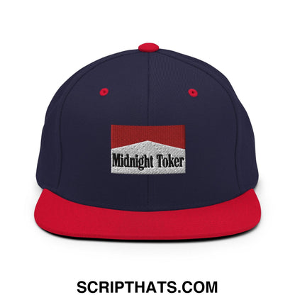 Midnight Toker Bill Brim Snapback Hat Navy Red