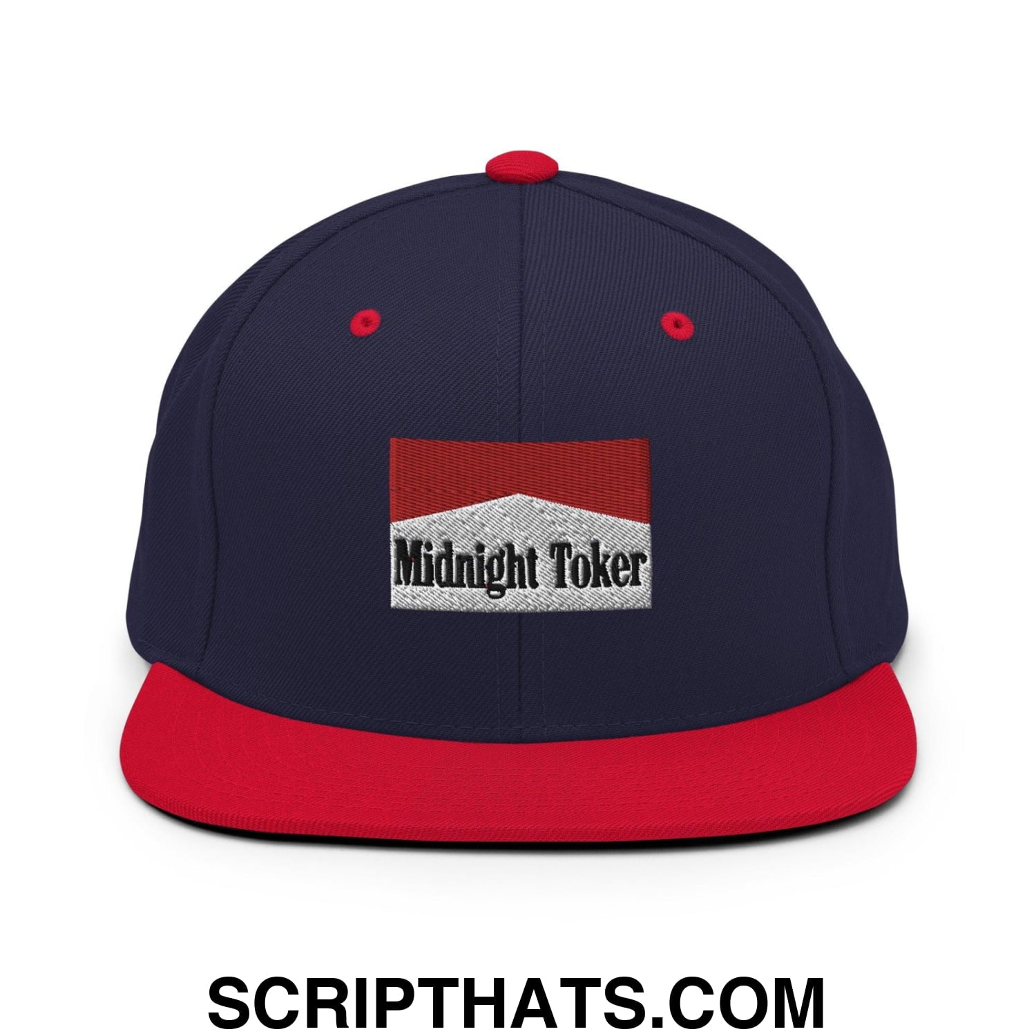 Midnight Toker Bill Brim Snapback Hat Navy Red