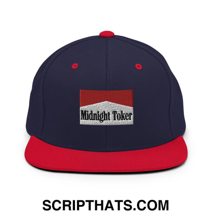 Midnight Toker Bill Brim Snapback Hat Navy Red